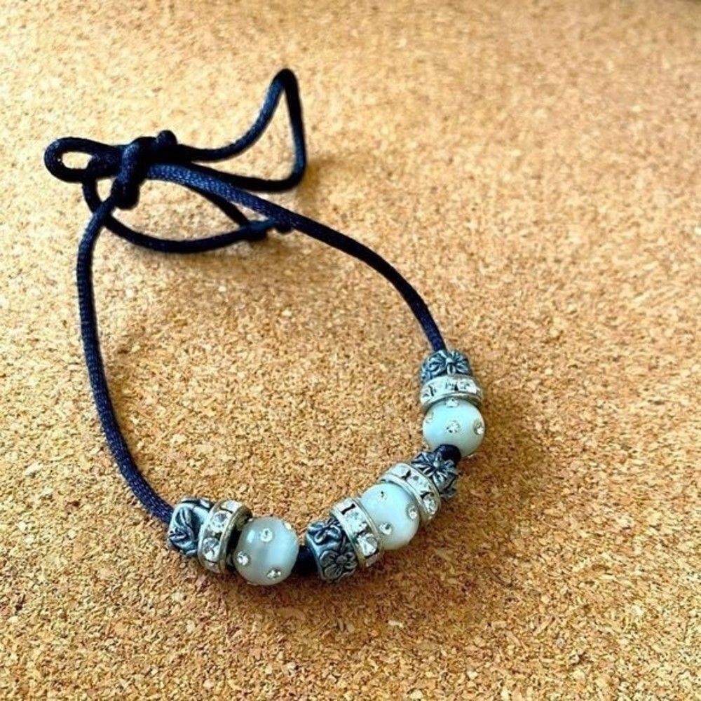 Beads and cord tie bracelet retro 90s Y2K style